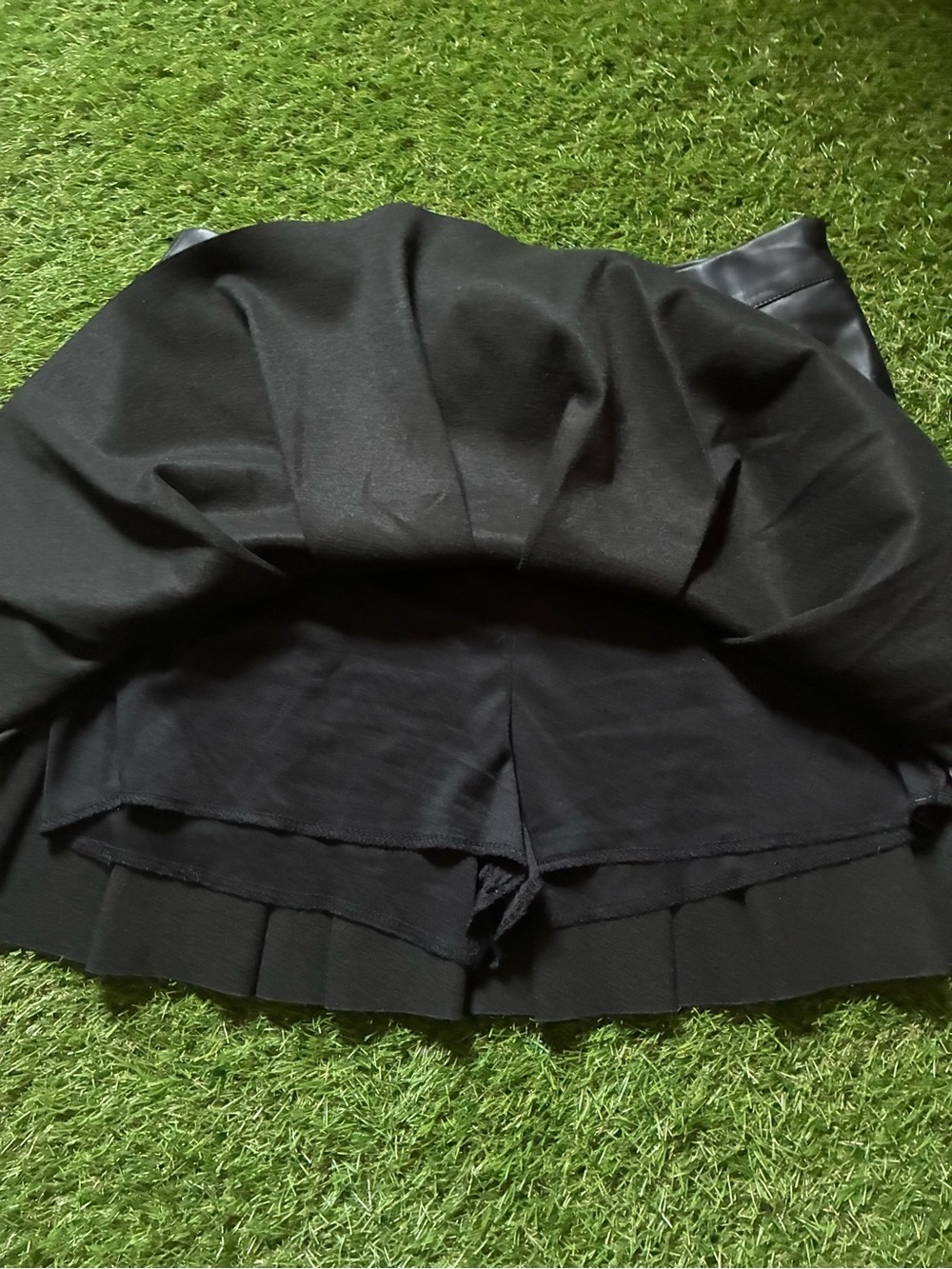 Black Faux Leather Pleated Mini Skirt - Picture 2 of 3